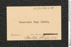 Nachlass Franz Steindachner, Visitenkarte von Hugo Schilling an Franz Steindachner, Inv.Nr. 451.08, Seite 1